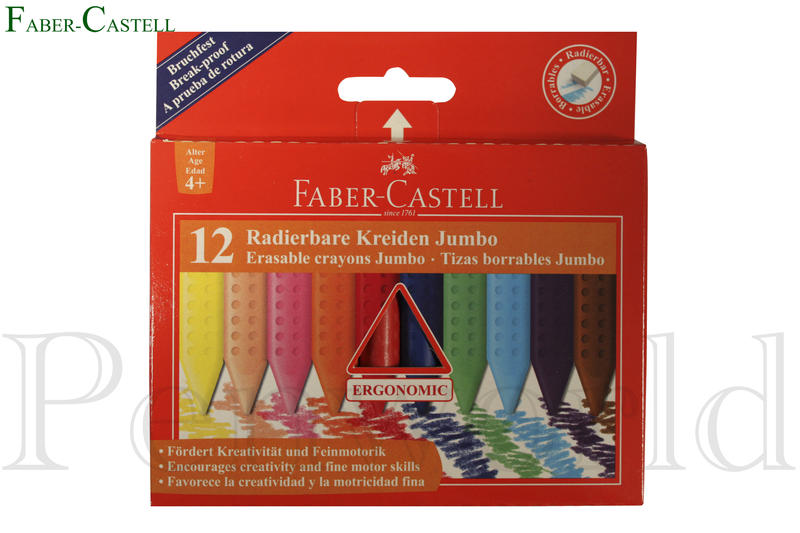 【Penworld】德國 Faber-Castell輝柏 12色可擦拭大三角粗芯臘筆 122540(多件優惠)