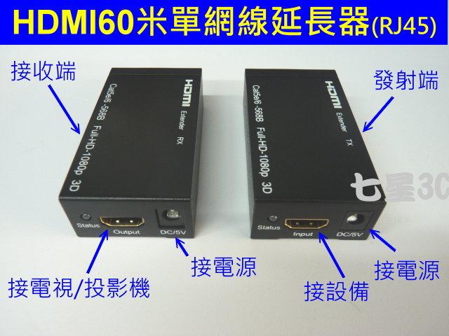 (台灣現貨) HDMI 延長器 60米 單網線 放大器 HDMI轉RJ45 音頻 視頻  50米 網路線 網線 信號放大
