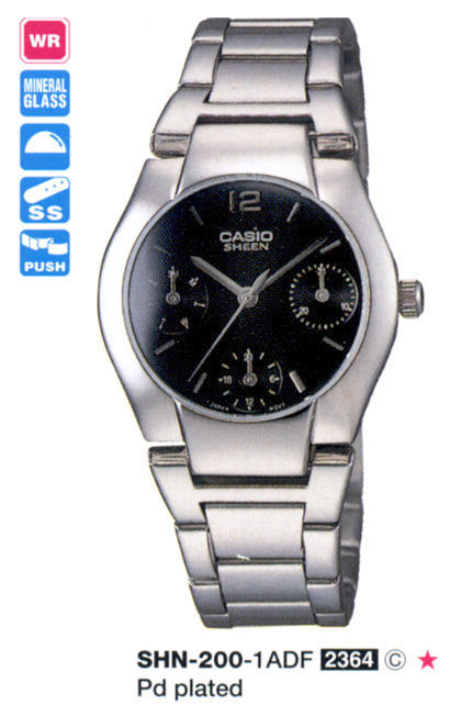全新CASIO手錶(美運公司)SHN-200 (三眼六針高級女時尚錶)降價賣