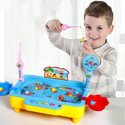 兒童釣魚玩具 電動磁性釣魚玩具3-6歲小貓釣魚 小孩玩具帶音樂燈光 益智兒童玩具#14991