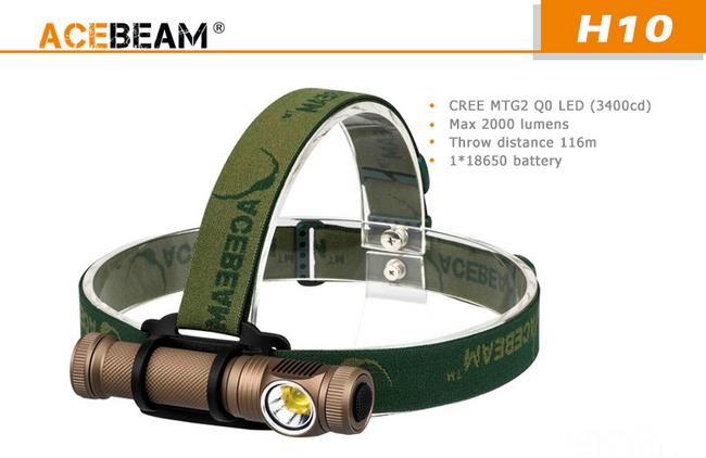 【點子網】ACEBEAM H10 2000流明 含原廠動力18650電池*1  MT-G2 中白泛光型頭燈(黑)