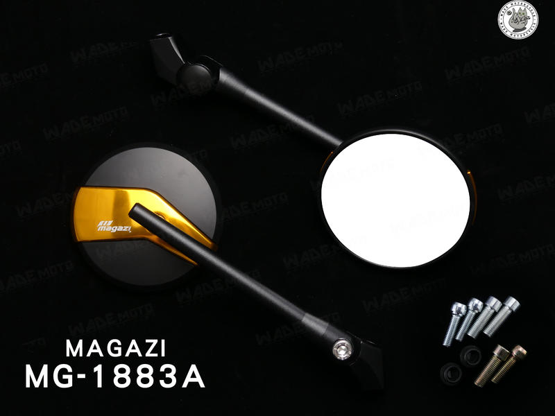 韋德機車精品 MAGAZI MG 1883 後照鏡 圓形 後照鏡 圓鏡 金 適用 新勁戰 雷霆S GOGORO EC05