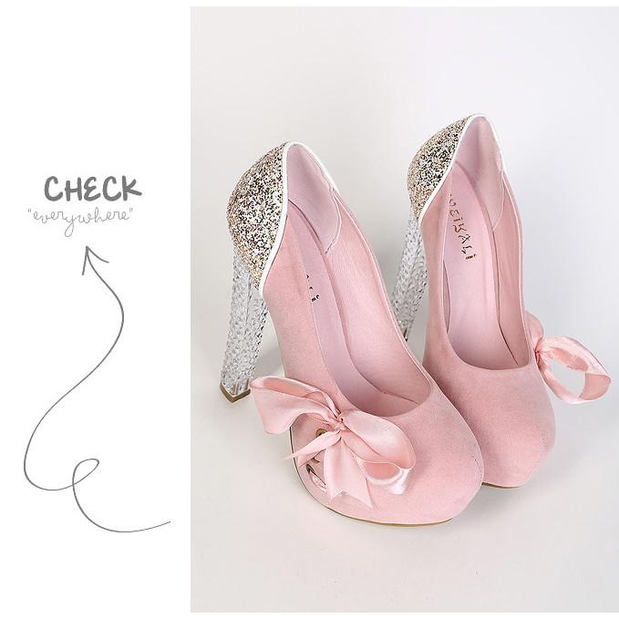 水鑽粉紅色 新娘鞋  蝴蝶結 小碼 婚禮高跟鞋 厚底高跟鞋 婚紗 拍攝 穿過一次