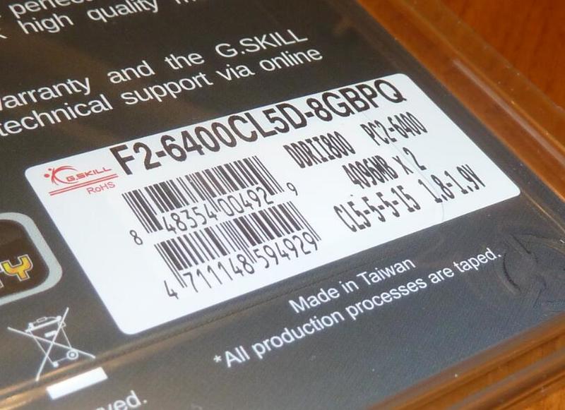 DDR2 G.SKILL F2 6400CL5D 4GBPI 2x2Go 800MHz CAS 5 5 5 15