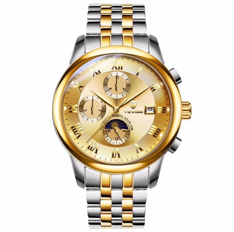 【KYH流行之星】特威斯品牌男式手錶 六針多功能全自動機械男錶防水休閒男士腕錶9008