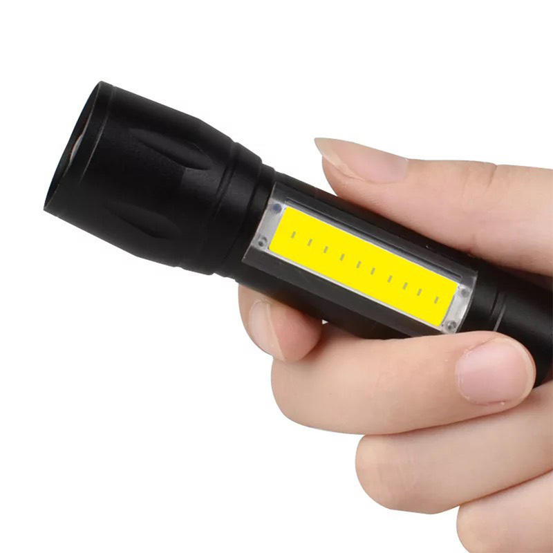 『開立發票』迷你伸縮變焦LED鋁合金手電筒 帶測燈強光手電筒 USB快速充電