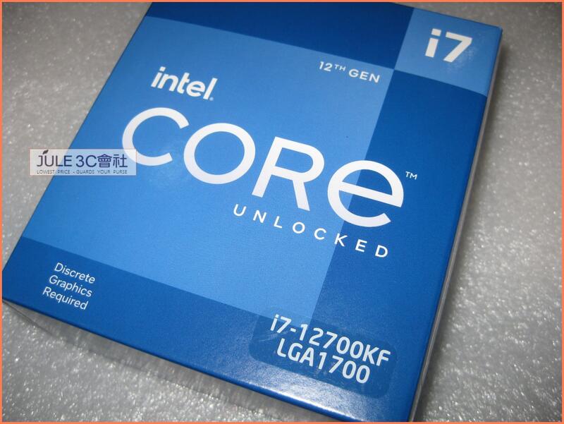 JULE 3C二館-Intel Core i7 12700KF 12C20T 3.6G/25M/全新/1700 CPU