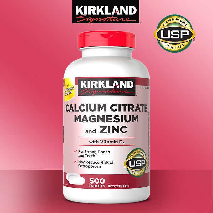 美國代購 檸檬酸鈣(含D/鎂/鋅) Kirkland Calcium Citrate .Zinc /D3,.500