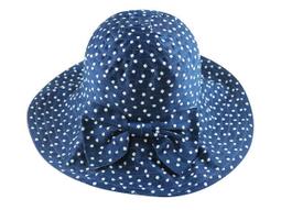 ☆二鹿帽飾☆ 夏日必備~大帽沿水玉點點設計布帽-可互摺收納型帽 漁夫帽 遮陽帽-深藍