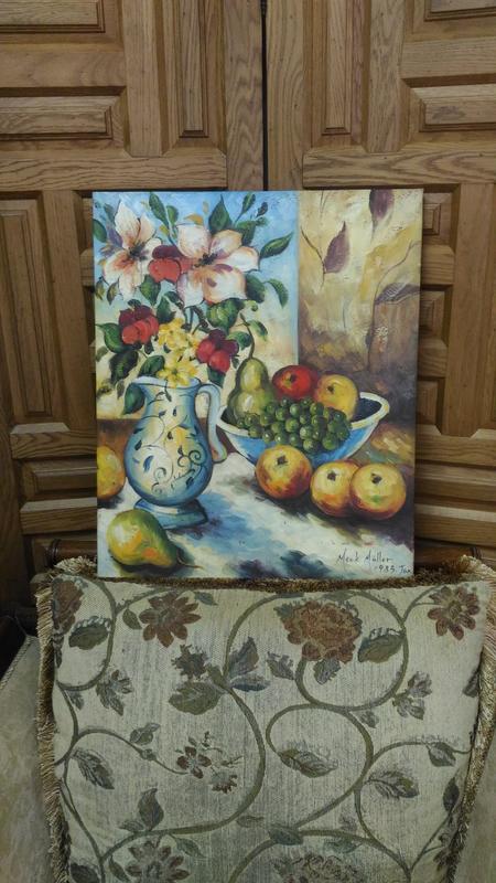 油畫 - 水果與花 (無畫框)