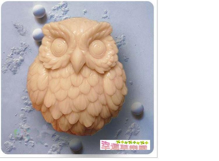 幸運草樂園~歐霸 可愛貓頭鷹手工皂矽膠模具(超立體單孔) 果凍模 巧克力模具 軟陶矽膠 皂模