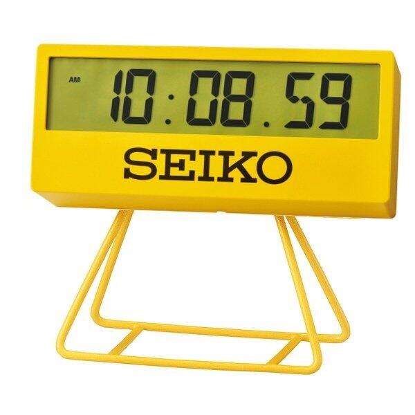SEIKO CLOCK 精工馬拉松路跑精神紀念黃色液晶面電子座鐘.掛鐘兩用 型號：QHL083Y【神梭鐘錶】