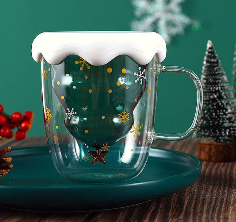 沛恩精品 創意聖誕樹杯 熱玻璃星願杯 馬克咖啡杯 聖誕節 馬克杯 杯子 聖誕禮物