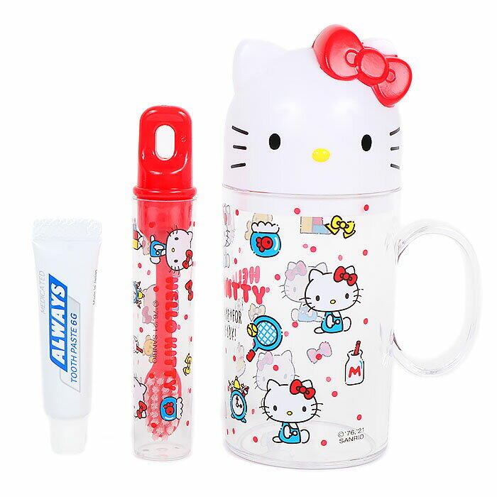 ＊潔西小舖＊日本 Sanrio 攜帶型牙刷牙膏杯組(Hello Kitty) 120ml