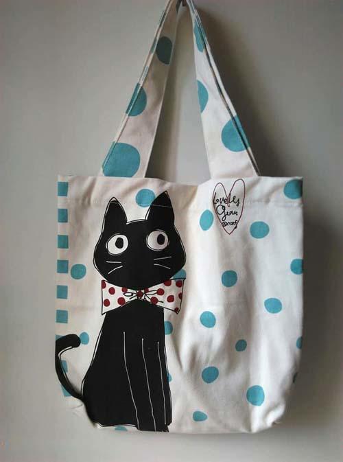 全新 造型黑貓條紋點點手提袋