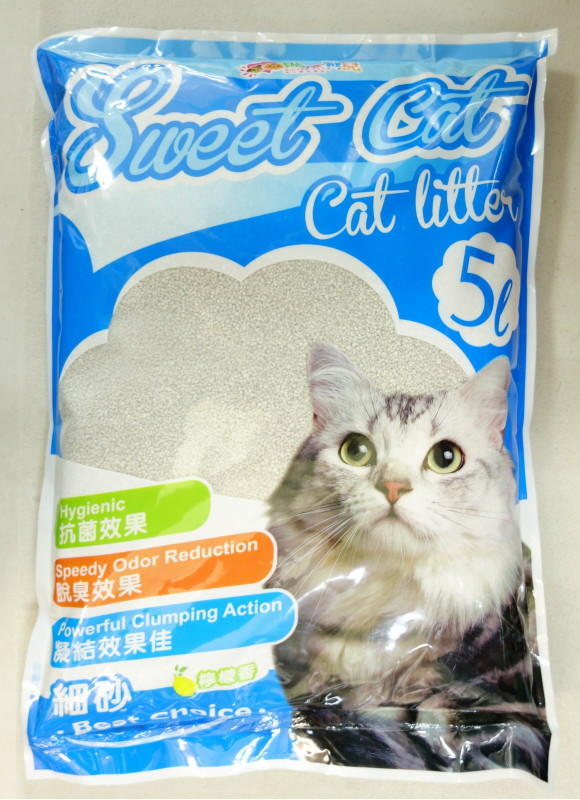 【優寵物】Sweet Cat檸檬香性《細砂細貓砂/細沙/細礦砂/不規則細砂》5L(約4.2公斤)抗菌/脫臭/凝結-