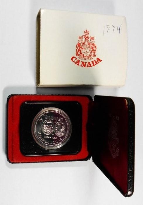 DB125 加拿大1874-1974年 DOLLAR 溫尼伯百年銀幣 盒裝 重約23.3g