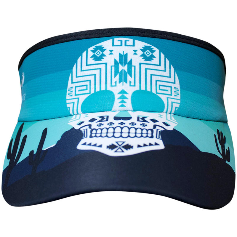 騎跑泳者-汗淂運動帽 HEADSWEATS(全球領導品牌) 糖骷髏(Sugar skull)-藍色仙人掌空頂帽