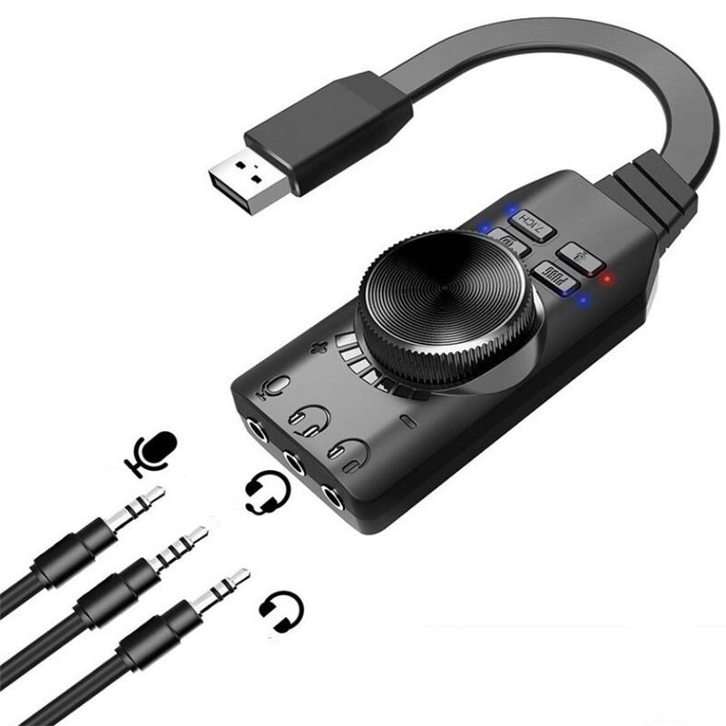 『開立發票』PLEXTONE浦記GS3 虛擬7.1音效卡 USB外置電腦遊戲音效卡 免驅動及插及用 一鍵開關麥克風