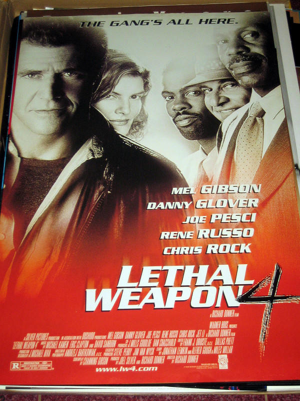 絕版【英國進口電影海報】 致命武器4 Lethal Weapon 4 梅爾·吉勃遜 李連杰(1998年)