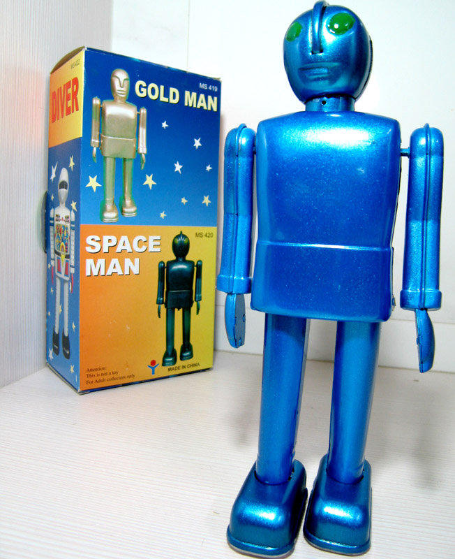 +鐵八甲+懷舊鐵皮玩具-鹹蛋藍超人機器人