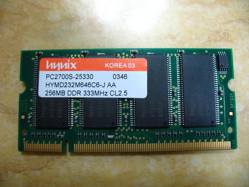 記型電腦專用SoDIMM DDR333 256M(Hynix)