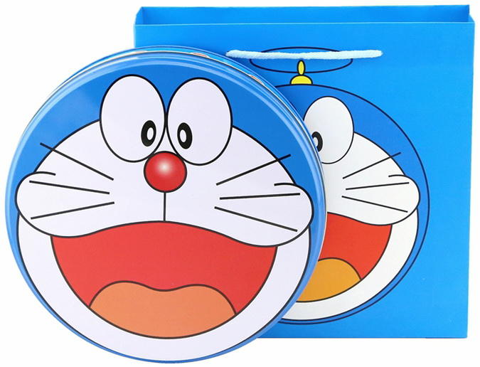 小叮噹 哆啦A夢 機器貓  收藏送禮用包裝鐵盒 手工烘培餅乾盒 收納盒 糖果盒 　