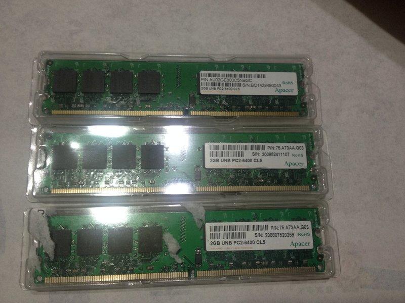 宇瞻 APACER  DDR2-800 2GB RAM ~桌上型記憶體 PC2-6400