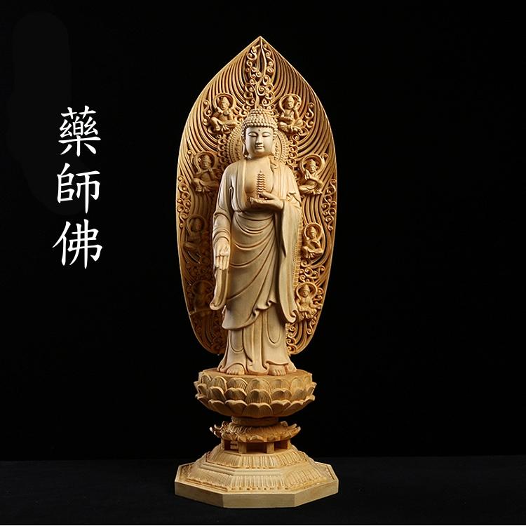 樸緻精品】檜木雕佛像東方三聖藥師佛日光菩薩月光菩薩法像莊嚴一套三尊 
