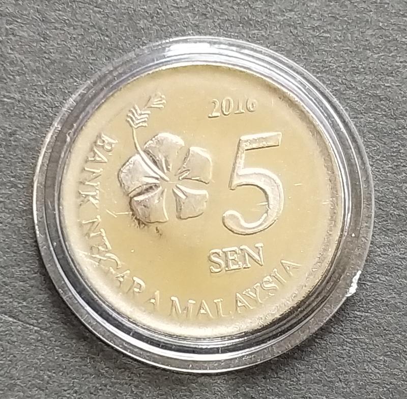 M071 馬來西亞2016年國花扶桑紀念幣 含透明錢幣保護盒