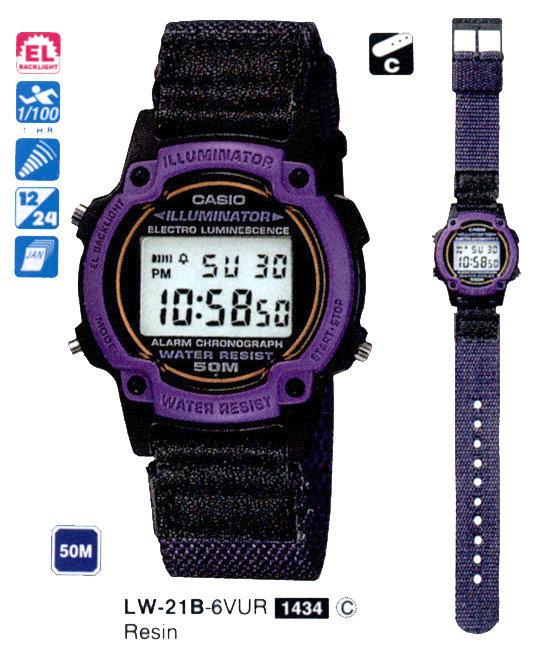 全新CASIO手錶(美運公司)LW-21B-6A紫藍色【冷光新潮50米防水女運動錶】破盤價