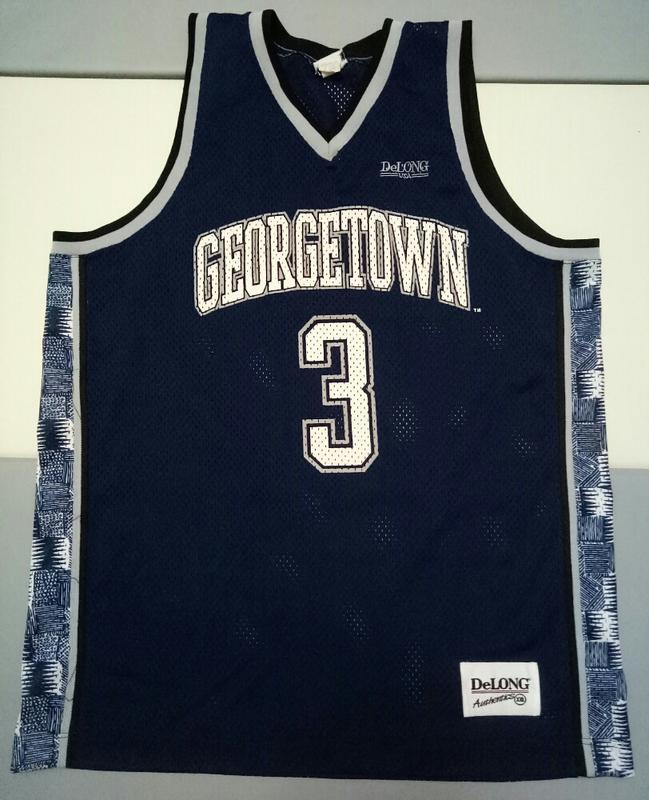 95%新 Iverson #3 Georgetown Jersey DeLong XXL改L