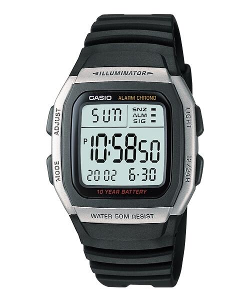 地球儀鐘錶CASIO電子錶十年電池 貪睡鬧鈴超大字體 學生錶運動錶 中性款 保證正品卡西歐公司貨【超低價↘】W-96H