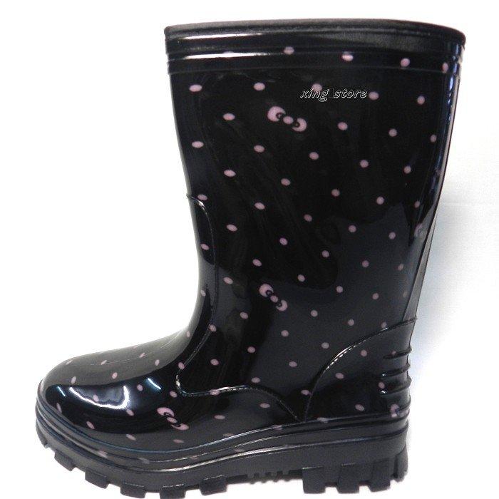 {皇力牌}高級彩色女用雨靴~100%防水~ 短靴 ~雨鞋 ~雨靴 ~適合任何需要防水工作環境~柔軟舒適~(黑粉點)