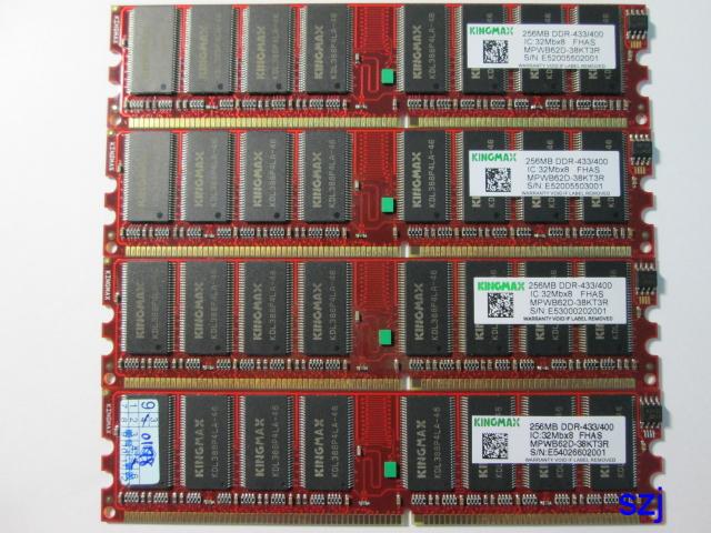 有現貨: Kingmax 256MB DDR 433 記憶體 (有4支,同顆粒,可跑雙通道)