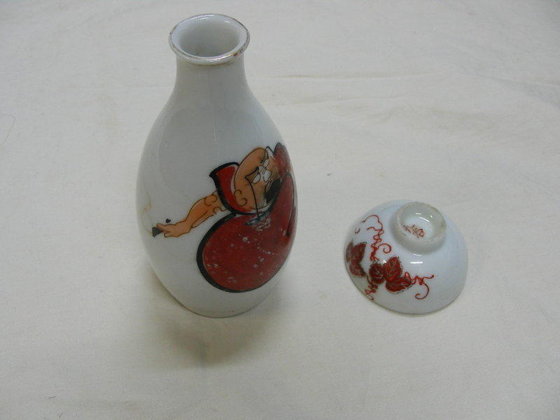 早期古董酒壺+杯(九谷)