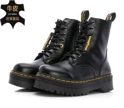 GOODYEAR 增高馬汀鞋 高筒時尚經典款 嚴選牛皮 強化車縫線 增高4CM 乳膠避震鞋墊 女 黑GAWC42910