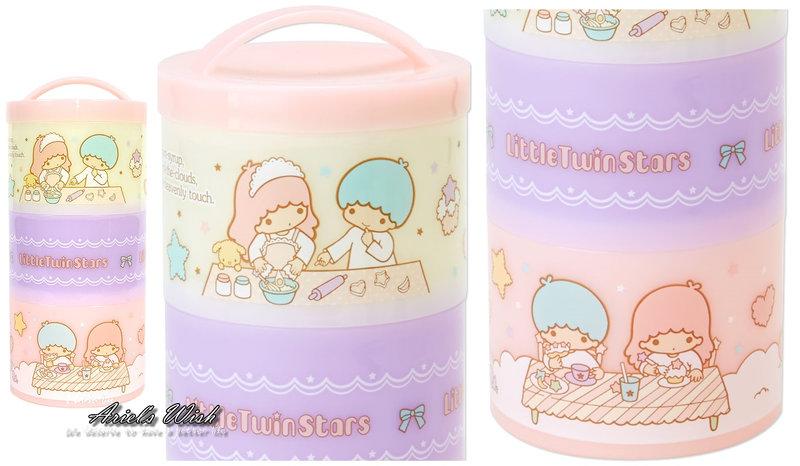 Ariel's Wish-日本Sanrio限定粉色雙子星三層便當盒奶粉分裝瓶首飾品收納盒--日本製--最後一個