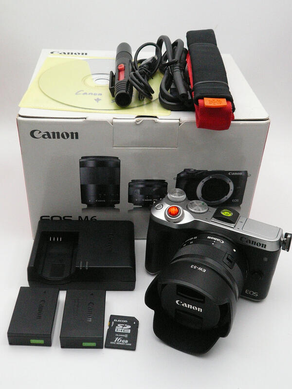*文青隨身機* Canon EOS M6 + 15-45mm IS 變焦鏡 - 附遮光罩 + 薄框保護鏡 -
