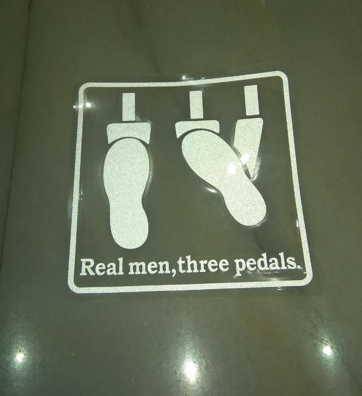 手排 汽車 改裝 反光 貼紙  Real men ,three pedals 真男人 HINO K8 威力 堅達 86
