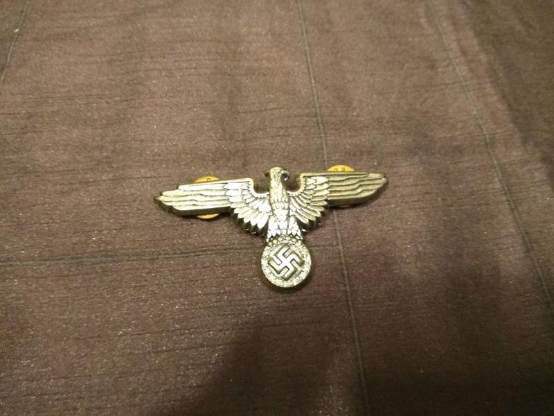 德國徽章97 德國二戰黨衛軍SS軍官大盤帽鐵製老鷹帽章