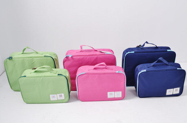 【御品生活】(1大+1小)哇沙米輕旅行-韓版雙卡片就是愛旅行收納包(3色)  收納袋 旅行袋 內衣包 盥洗包