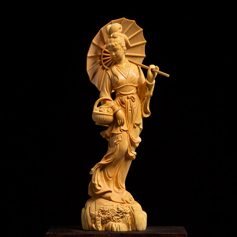黃楊木精雕姻雨江南仕女美女女神木雕裝飾擺件| 露天市集| 全台