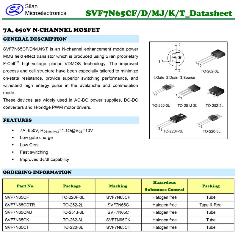 樣品出清 SILAN SVF7N65CF 7N65_650V 7A 46W N-CH MOS_封裝TO-220F_ | 露天市集 | 全台最大 ...