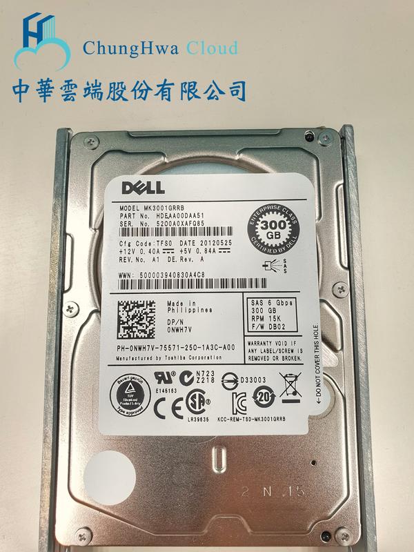 【中華雲端】二手良品，2.5吋 DELL 硬碟 SAS 15K 300GB 含Tray 含稅