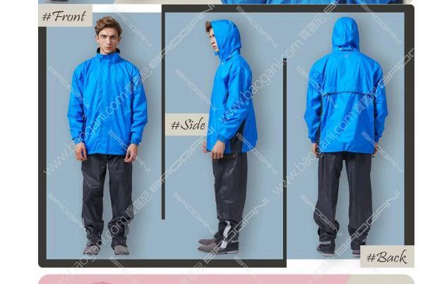 【7-11免運費】【加大雨衣】前開藍色連身兩件式風雨衣(5XL→加大尺寸)