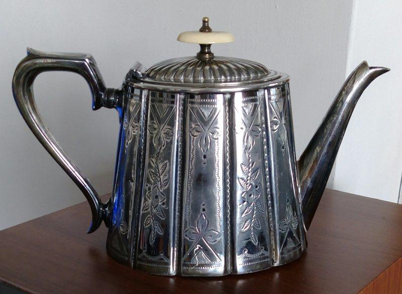 198 高級英國維多利亞鍍銀壺 antique silver plate etched tea pot