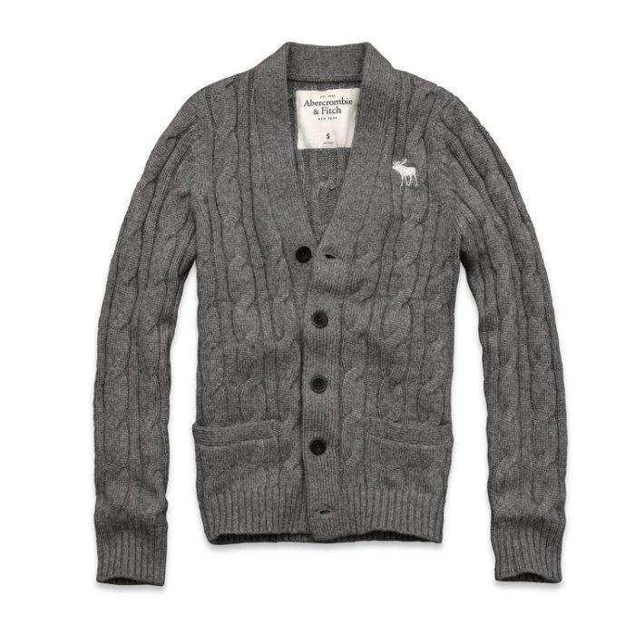 【 A&F Style全新真品】 Abercrombie & Fitch AF 羊毛 混紡 麻花編織 毛衣 外套 M號