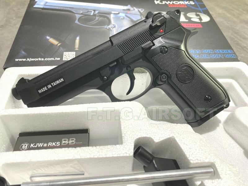 <FOOL>現貨 KJ M9 M92  軍版 滑套 可動 後定 全金屬 瓦斯槍 黑色 玩具槍 BB槍