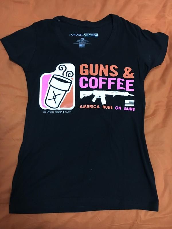 美國DUNKIN' DONUTS風創意軍事短袖V領T恤 T卹 T-shirt 女生 黑色